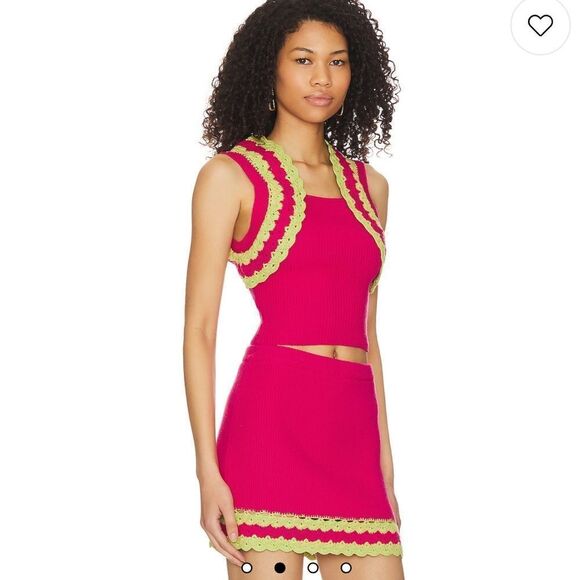 NWT Majorelle Jeneli Crochet Crop Top in Hot Pink & Lime Revolve XS - Picture 10 of 13